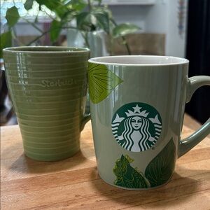 Starbucks White and Green Botanical Logo Mug